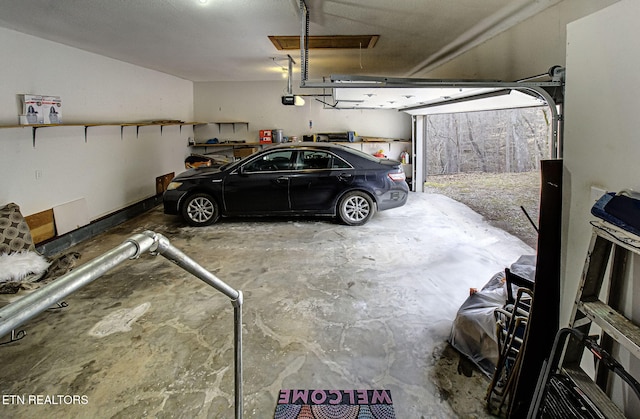 garage with a garage door opener