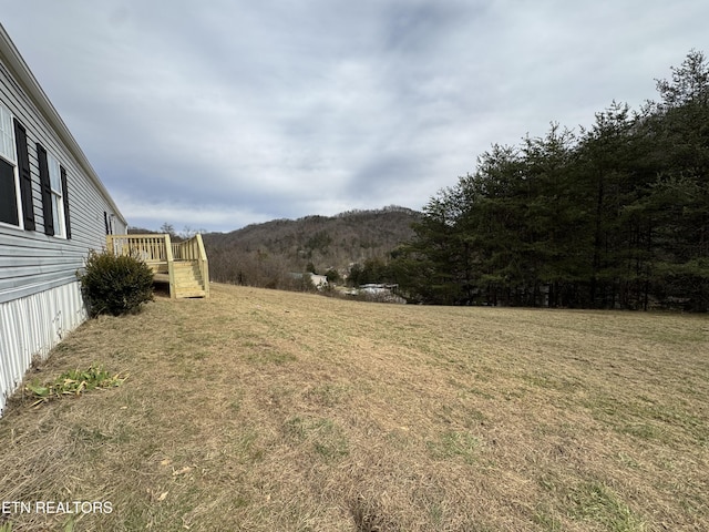 view of yard with a mountain view