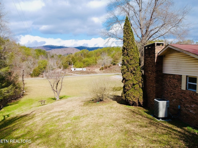 view of yard featuring central AC unit