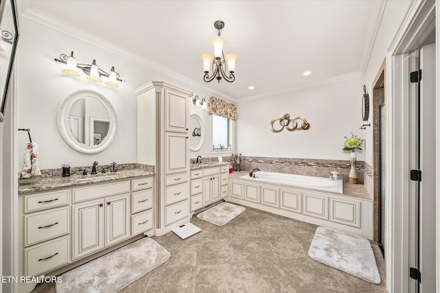 12 Inwood Dr, Fairfield Glade, TN 38558 - bathroom with a sink, a garden tub, two vanities, and a chandelier