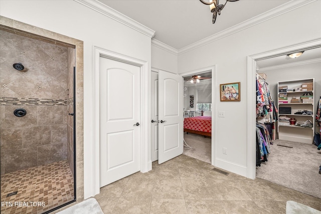 12 Inwood Dr, Fairfield Glade, TN 38558 - ensuite bathroom with visible vents, ensuite bath, baseboards, crown molding, and tiled shower