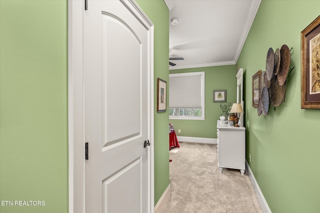 12 Inwood Dr, Fairfield Glade, TN 38558 - corridor with ornamental molding, baseboards, and light carpet