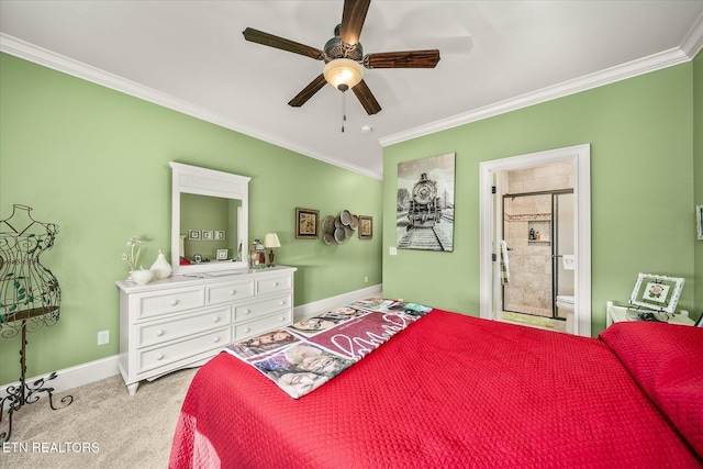 12 Inwood Dr, Fairfield Glade, TN 38558 - carpeted bedroom featuring ensuite bath, a ceiling fan, baseboards, and ornamental molding