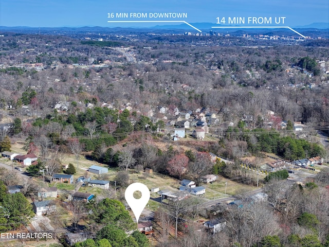 aerial view featuring a mountain view