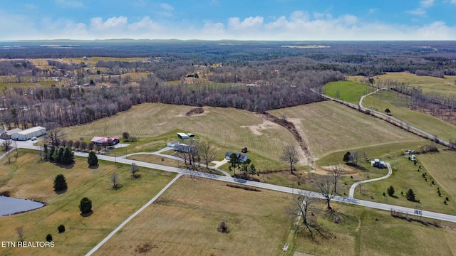 aerial view featuring a rural view