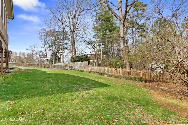 view of yard featuring a fenced backyard