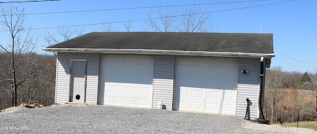 view of detached garage