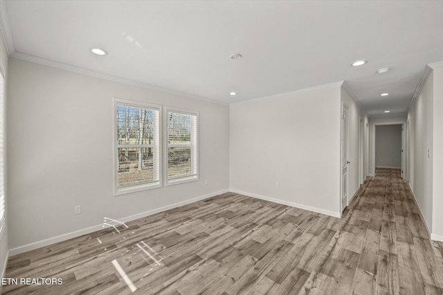 1600 Anna Maria Ln, Cookeville, TN 38501 - spare room featuring crown molding, light wood-style floors, baseboards, and recessed lighting