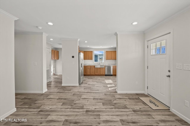 1600 Anna Maria Ln, Cookeville, TN 38501 - entrance foyer with crown molding, recessed lighting, light wood-type flooring, and baseboards