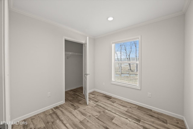 1600 Anna Maria Ln, Cookeville, TN 38501 - unfurnished bedroom featuring light wood-style floors, baseboards, ornamental molding, a closet, and recessed lighting