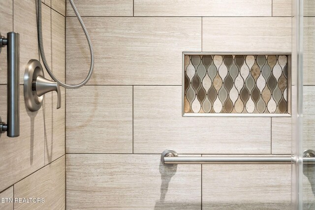 interior details with tiled shower