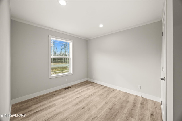 1620 Anna Maria Ln, Cookeville, TN 38501 - empty room with crown molding, baseboards, recessed lighting, and light wood-style floors