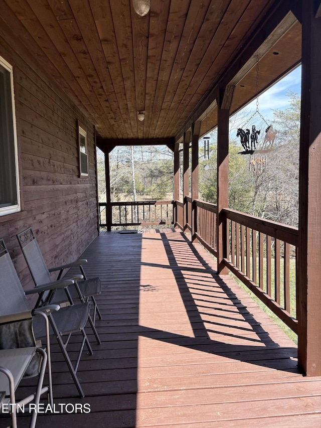 wooden deck with covered porch