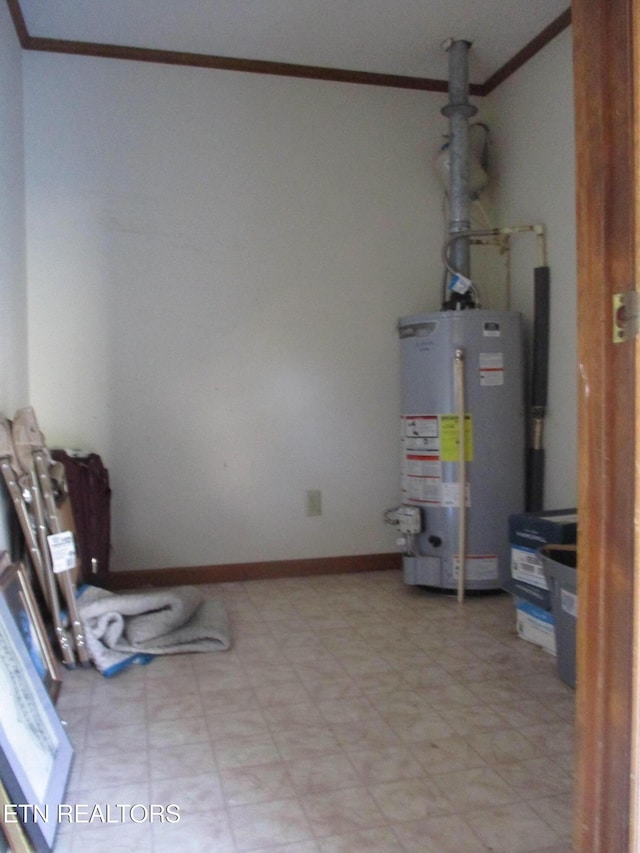 utility room with gas water heater