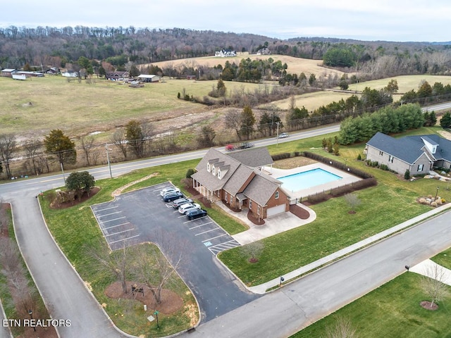 drone / aerial view with a rural view