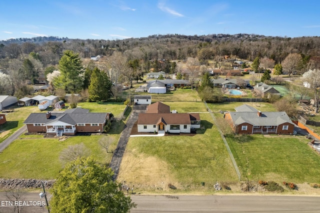 drone / aerial view featuring a residential view