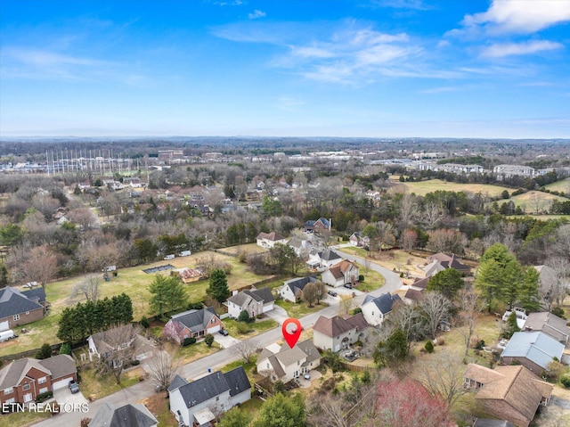 bird's eye view with a residential view