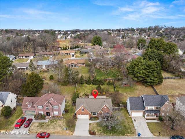 bird's eye view with a residential view