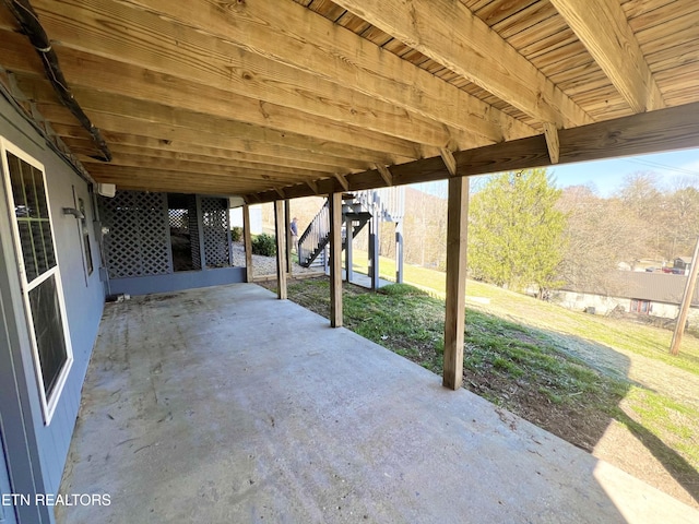 view of patio / terrace with stairway