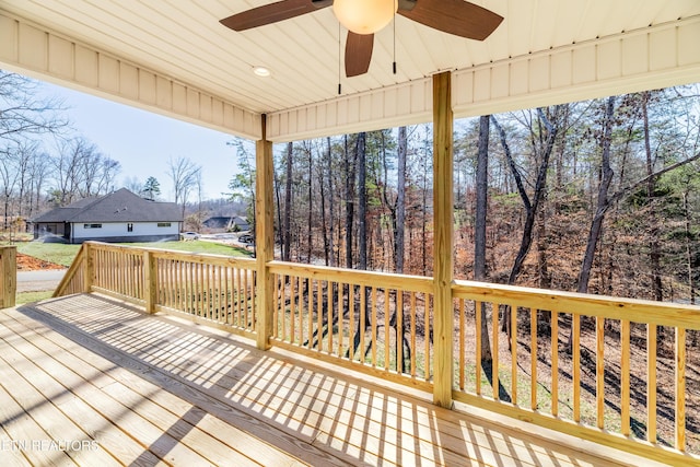 deck featuring ceiling fan