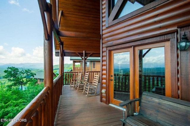 deck featuring a mountain view