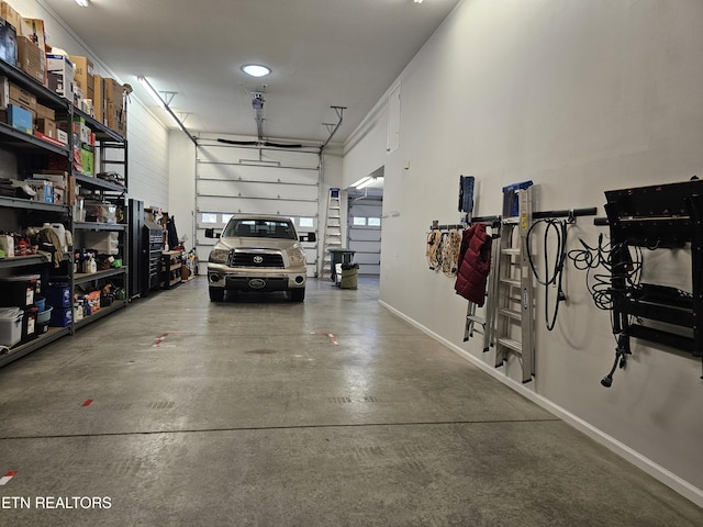 garage with baseboards