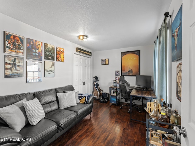 office featuring a textured ceiling and wood finished floors