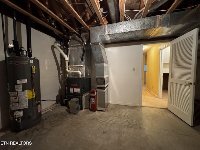 utilities with heating unit and gas water heater