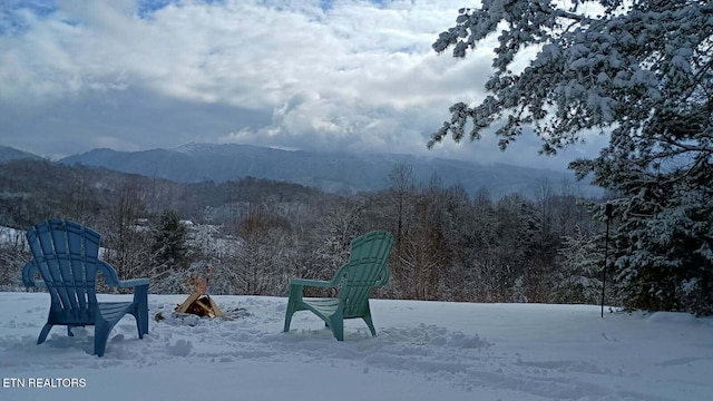 view of mountain feature with a view of trees