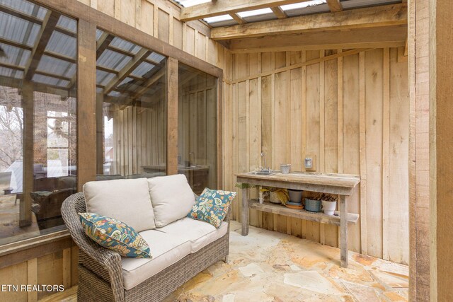 interior space with wood walls