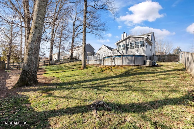 view of yard featuring a fenced in pool and a fenced backyard