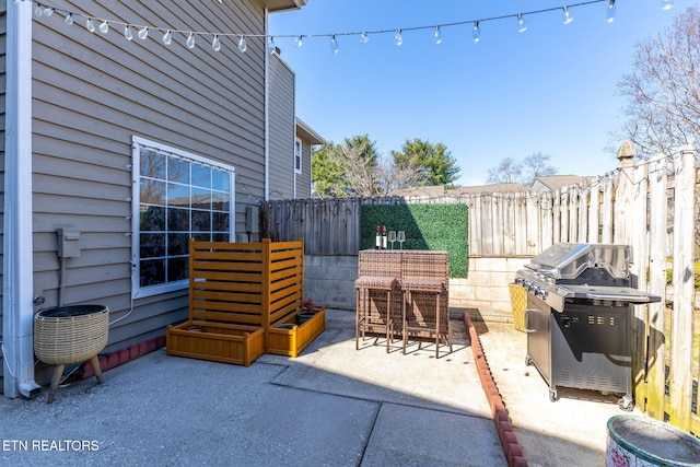 view of patio / terrace featuring grilling area and a fenced backyard