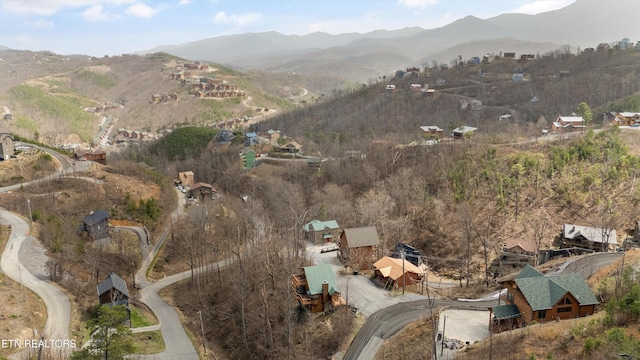 bird's eye view with a mountain view