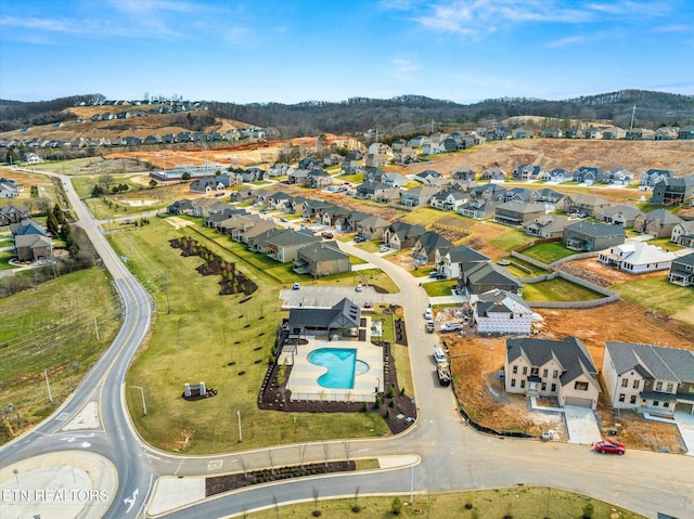 aerial view with a residential view