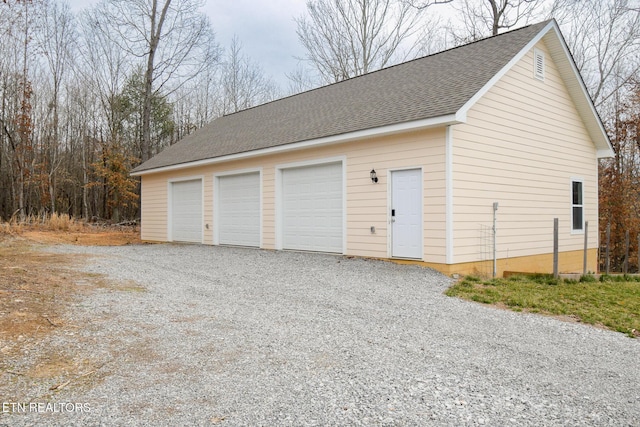 view of detached garage