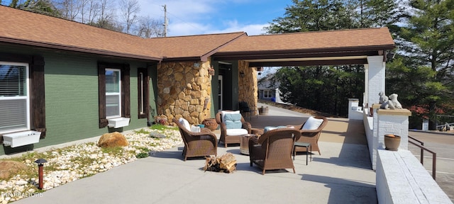 view of patio with an outdoor hangout area