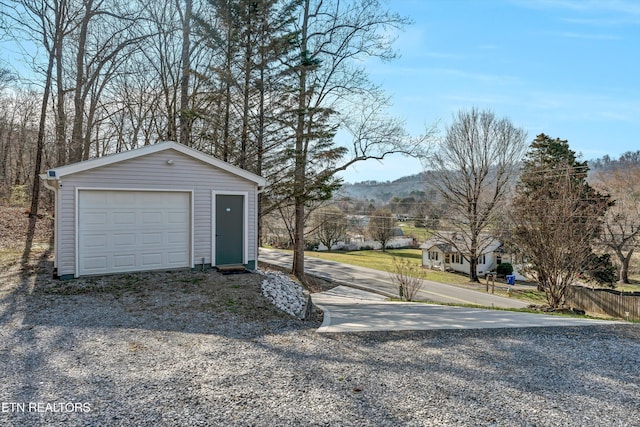 view of detached garage