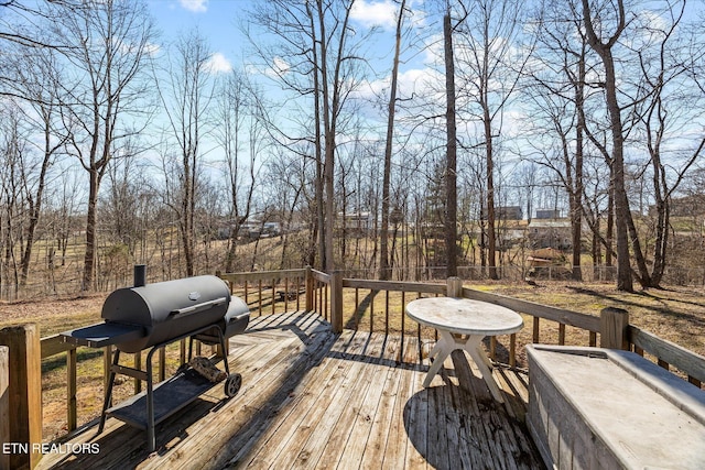 deck featuring area for grilling