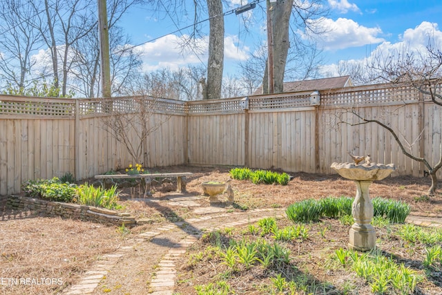 view of yard featuring a fenced backyard