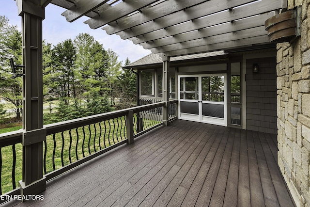 wooden deck with a pergola