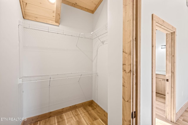 spacious closet featuring light wood finished floors