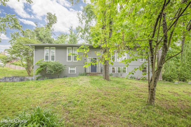 bi-level home featuring a front yard