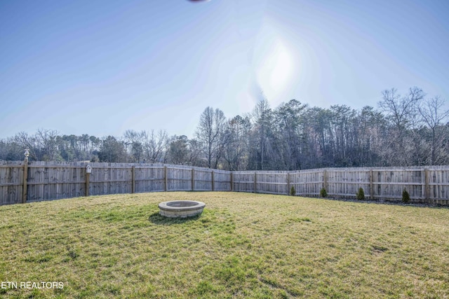 view of yard with a fenced backyard