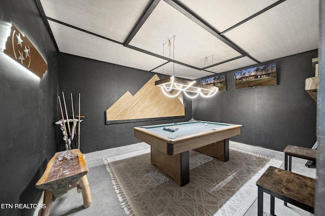 playroom with concrete flooring and pool table