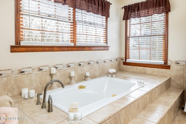 bathroom featuring a garden tub