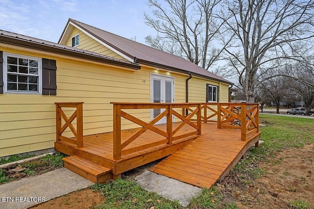 deck featuring french doors