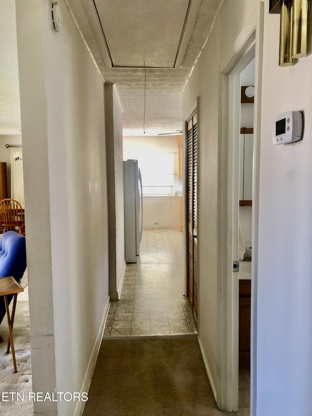 107 W Pawley Rd, Oak Ridge, TN 37830 - hallway featuring light colored carpet and attic access