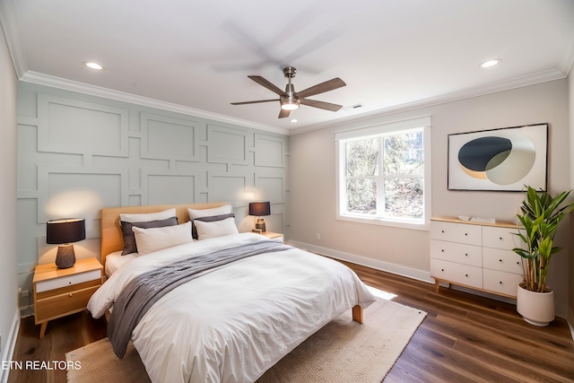 405 Awohili Trce, Loudon, TN 37774 - bedroom with visible vents, baseboards, dark wood-type flooring, and crown molding