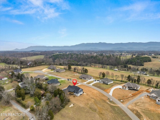 aerial view with a mountain view