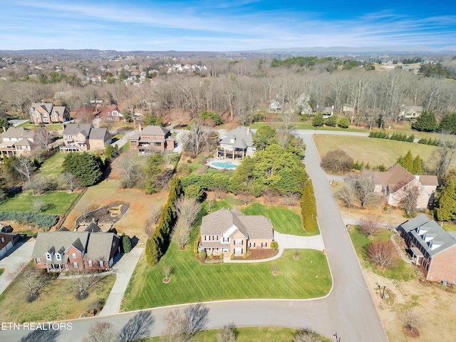 aerial view featuring a residential view